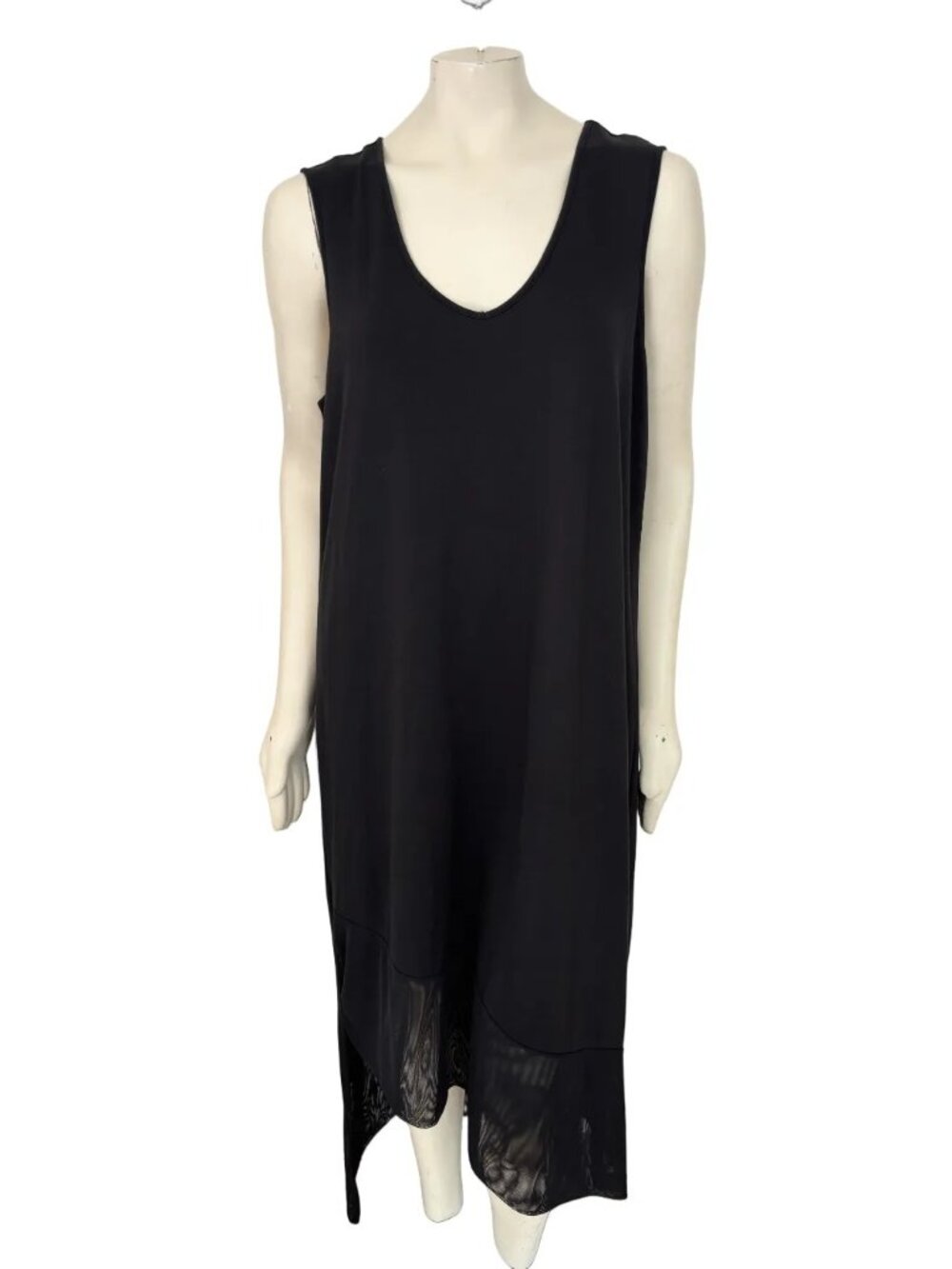 NEW G.I.L.I. Asymmetric Hem Sleeveless Scoop Neck Jersey Knit Dress Black SZ 1X